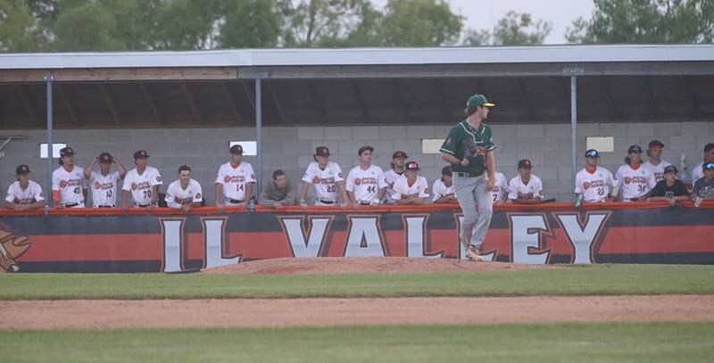 Illinois Valley Pistol Shrimp players watch the game from the dugout during opening night in Schweickert Stadium on Thursday, May 30, 2024 at Veterans Park in Peru.