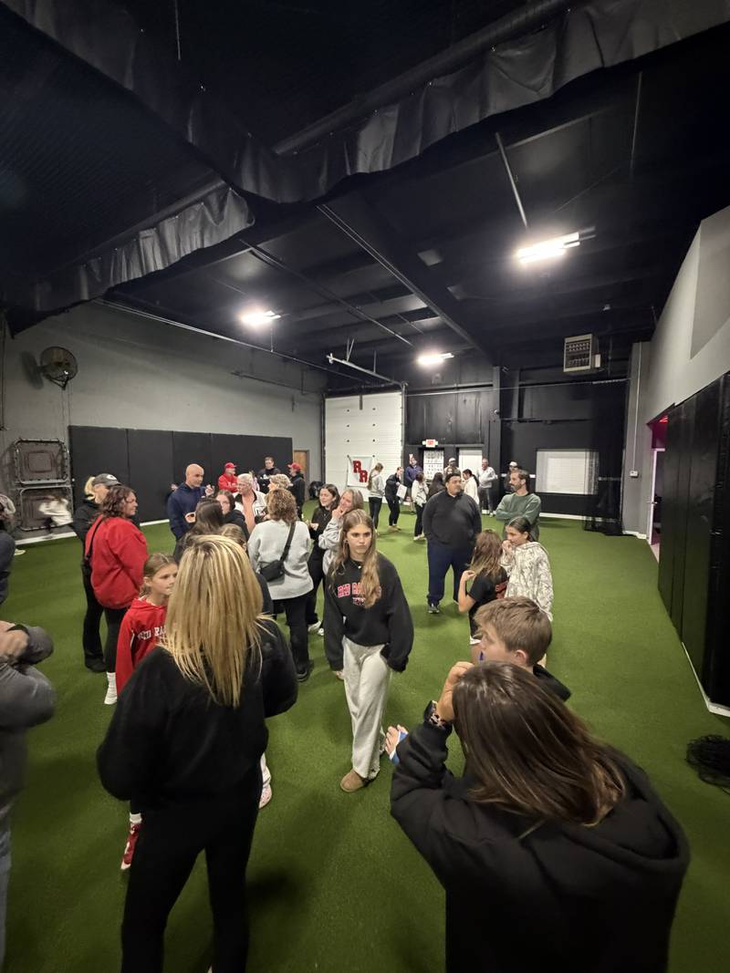 Members of the Huntley Red Raiders Fastpitch program check out the new facility at 10375 Wolf Drive in Huntley that opened in Nov. 2025.