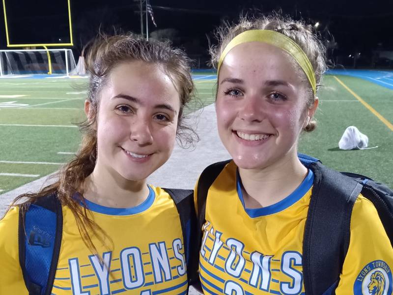 Lyons Township's Niamh Griffin (left) and Josie Pochocki