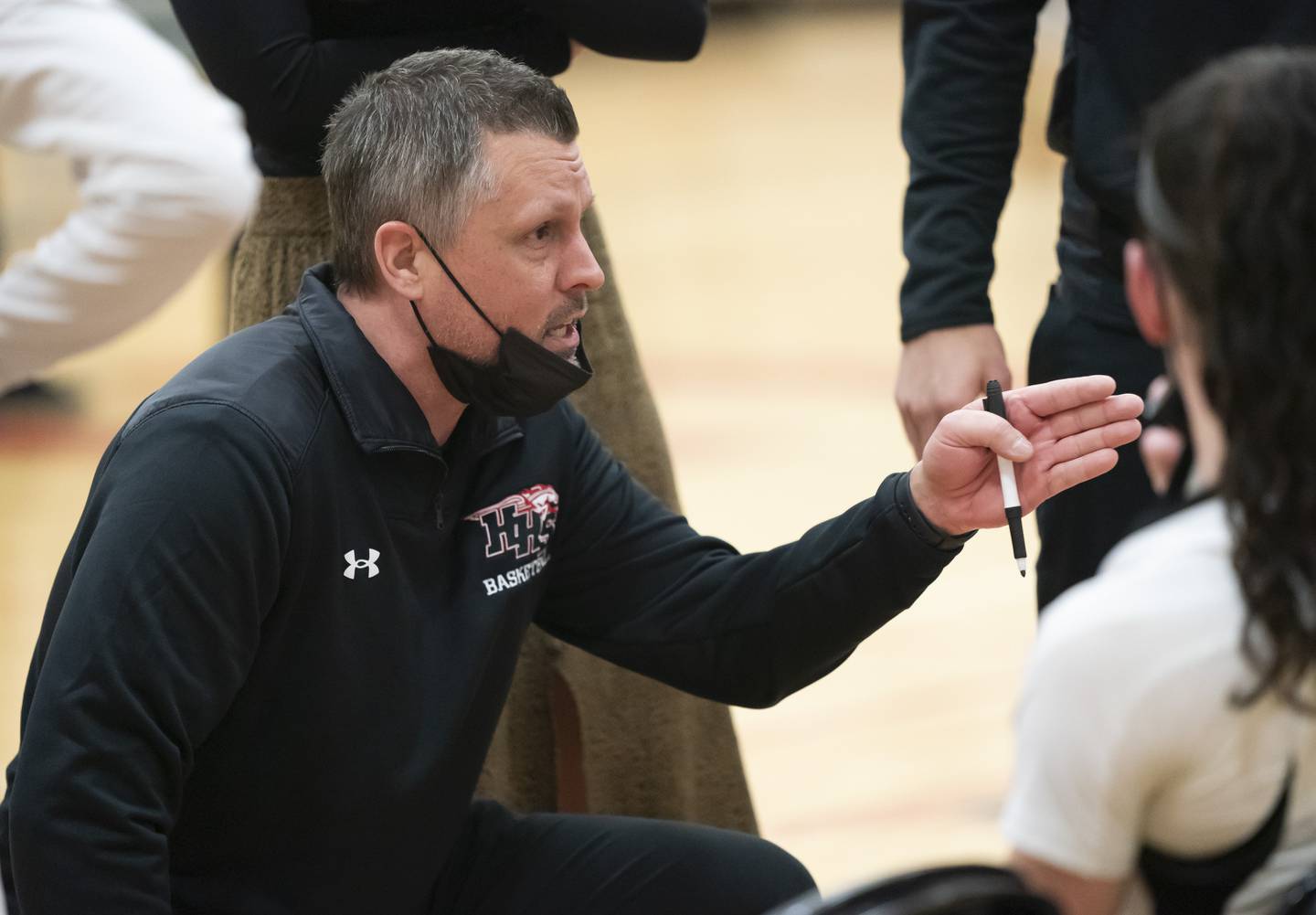 Huntley girls basketball head coach Steve Raethz during their game against Burlington Central on Saturday, January 29, 2022 at Huntley High School. Huntley won 52-49.