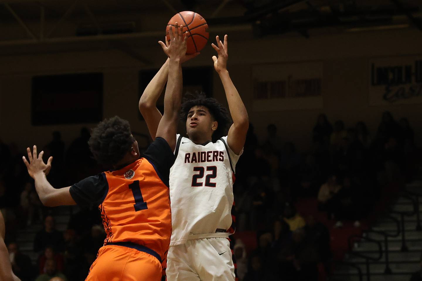 Bolingbrook’s Joshua Pettigrew puts up a shot against Romeoville on Wednesday, Jan. 3rd, 2024 in Bolingbrook.