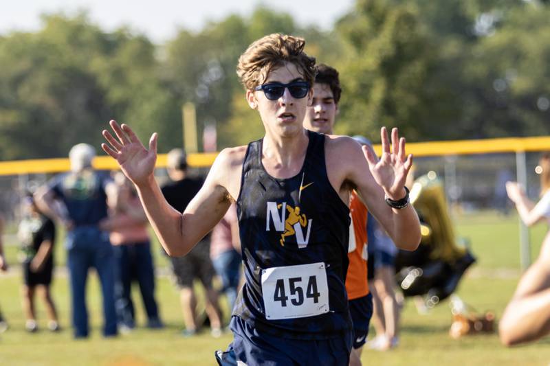Neyqua Valley’s Nolan Creaves competes in the Locktoberfest three-mile varsity cross country race at Dellwood Park in Lockport on October. 4, 2025.