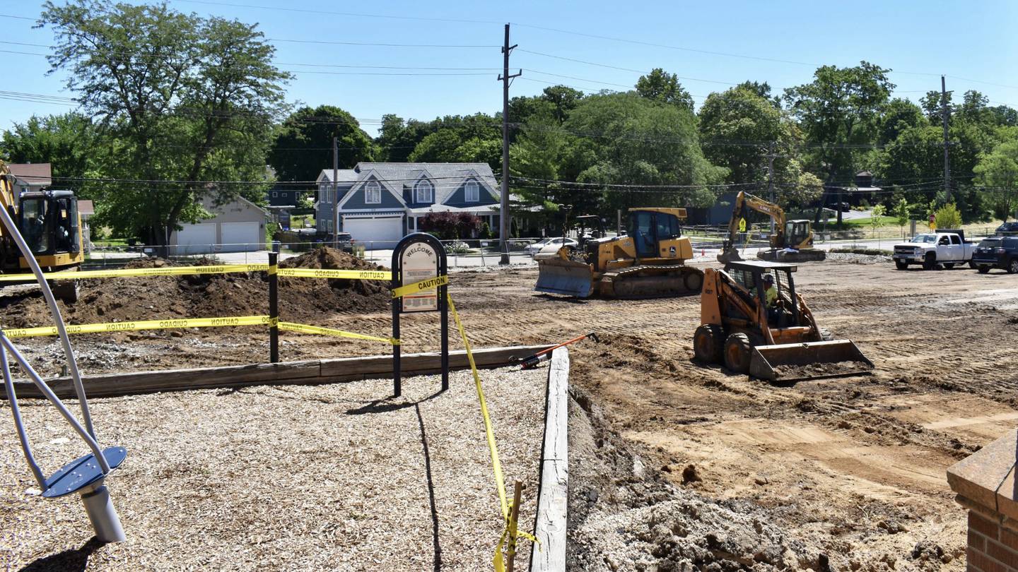 St. Charles School District 303 is demolishing the playground on the south side of the Lincoln School property to make way for a new parking lot.