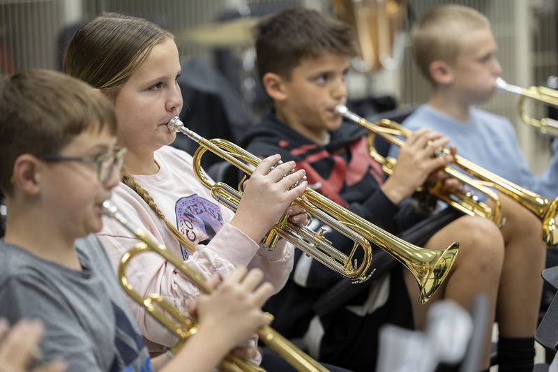 Sixth grade band students practice Monday, Oct. 20, 2025, at Reagan Middle School.