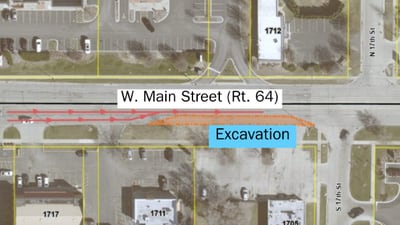 Water main break slows traffic on Main Street in St. Charles 