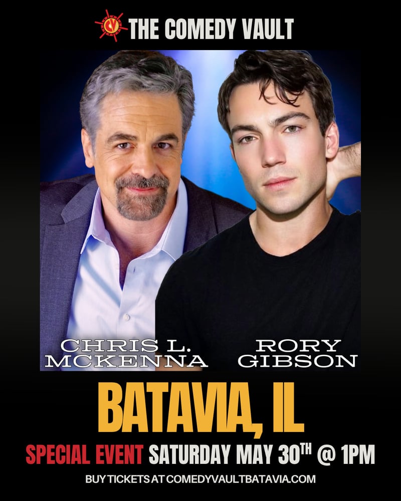 Actors Chris L. McKenna and Rory Gibson bring “General Hospital” to life with a live Q&A, behind-the-scenes stories, and VIP meet & greet opportunities at The Comedy Vault on May 30.