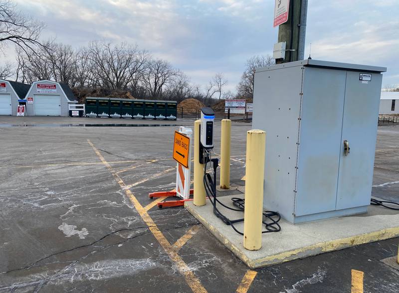 An electric vehicle charging station is located at the Algonquin Township Road District, 3702 Route 14, Crystal Lake.