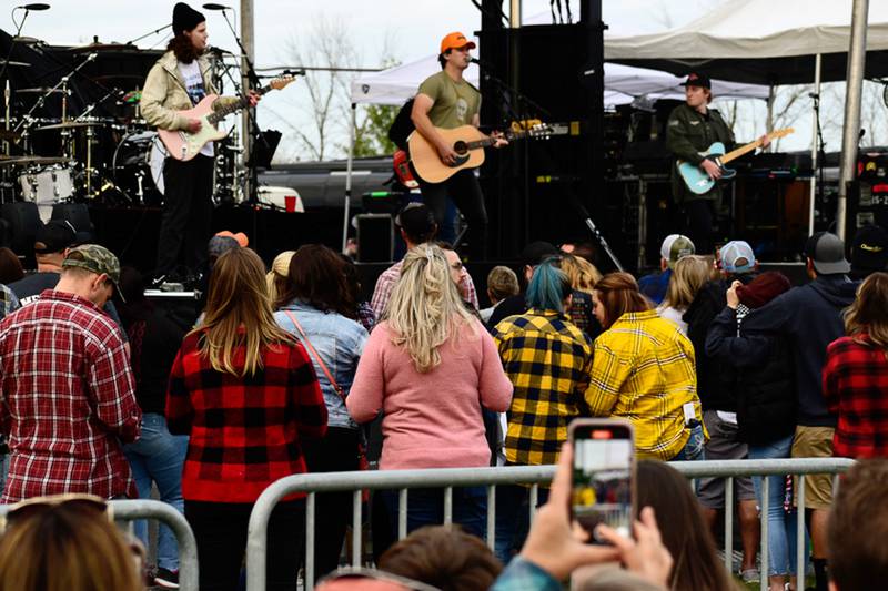 Austin Burke and band play on stage during the RISE Up music festival on Saturday, Sept. 25, 2021 at Petersen Park in McHenry.  Funds raised from the Friday and Saturday music festival, which included artists such as Sugar Ray, Smash Mouth, Brantley Gilbert, and more, are going toward a new splashpad at Fort McHenry, according to the RISE Up foundation's website.