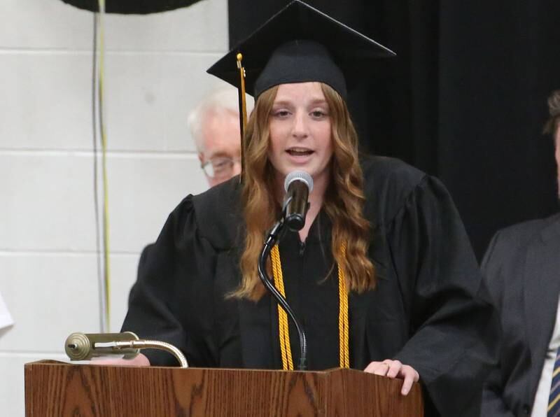 Gracie Ciucci valedictorian delivers a speech during the Class of 2023 graduation ceremony on Sunday, May 21, 2023 at Putnam County High School.