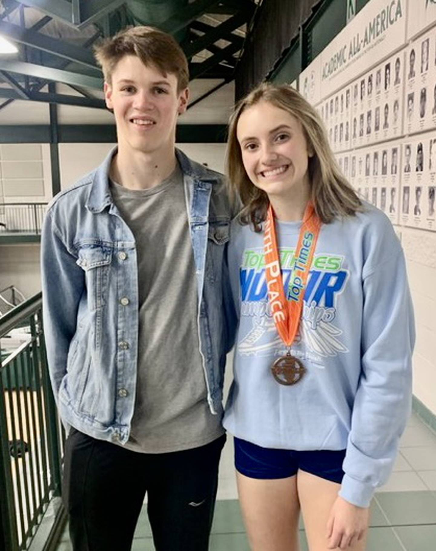 Bureau Valley's Elijah House (left) and Jillian Hulsing medaled in the Class 1A Prep Top Times Meet.