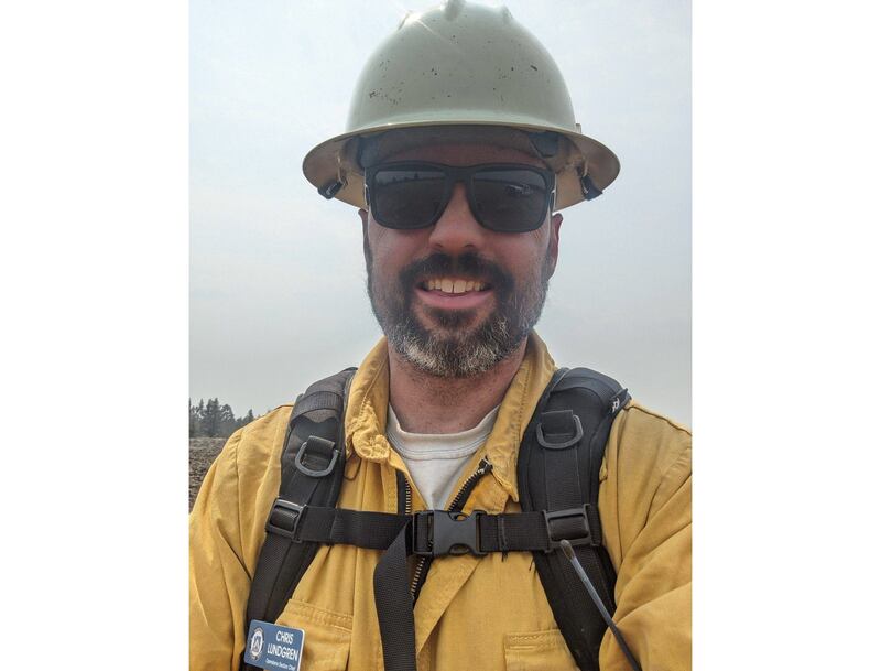 Chris Lundgren is a forest fire management officer with the USDA Forest Service based in Wilmington. He and his team are based out of Midewin National Tallgrass Prairie. He was one of the firefighters assigned to the Bootleg Fire, on the Fremont Winema National Forest in Oregon.