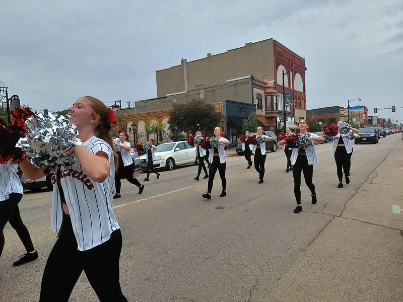 The Streatorettes dance team participates Friday, Sept. 22, 2023, in the Streator High School homecoming parade.