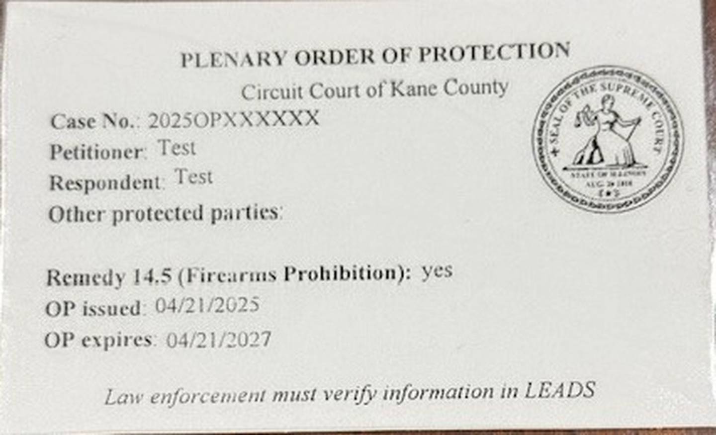 Kane County will begin issuing Hope Cards April 28. The card will be available to county residents with plenary protective orders to make it easier to report violations.