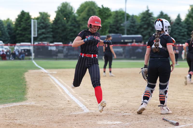 Bradley-Bourbonnais’ Suttyn Hop scores a run during the Boilermakers' 8-0 victory over Normal Community in the IHSA Class 4A Bradley-Bourbonnais Regional semifinal on Tuesday, May, 27, 2025.