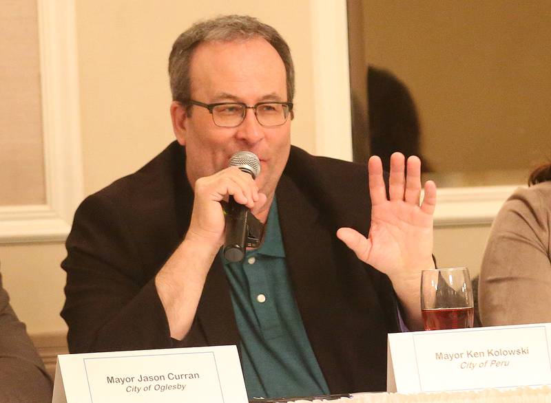 Peru mayor Ken Kolowski speaks during the Illinois Valley Chamber of Commerce State of the Cities luncheon on Wednesday, March 27, 2024 at Grand Bear Resort at Starved Rock in Utica.