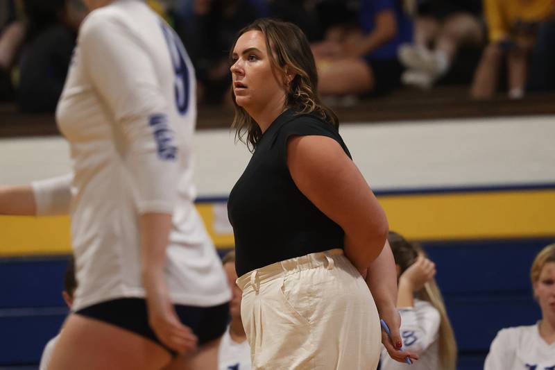 Plainfield South head coach Kate Kendall during the game against Joliet Central on Thursday, Sept. 7, 2023vin Joliet.