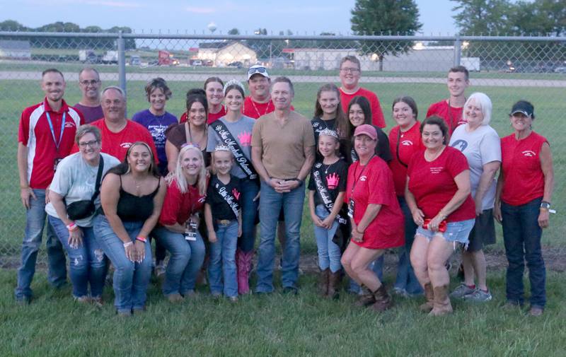 Craig Morgan poses with the Marshall-Putnam Fair royalty and fair board during the 102nd Marshall-Putnam Fair county concert on Thursday, July 13, 2023 in Henry.