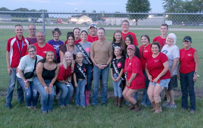 Craig Morgan poses with the Marshall-Putnam Fair royalty and fair board during the 102nd Marshall-Putnam Fair county concert on Thursday, July 13, 2023 in Henry.