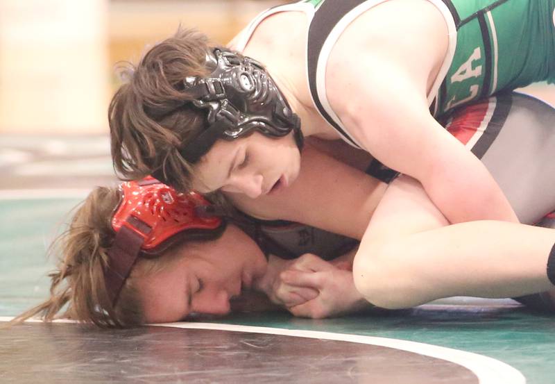 Seneca's Ethan Orthon wrestles Ottawa's in the 113 weight class during a meet on Monday, Jan. 30, 2023 at Seneca High School.