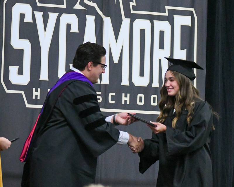 Elizabeth Chamoun receives her diploma on Sunday, May 25, 2025, during the Class of 2025 Commencement ceremony at the high school.