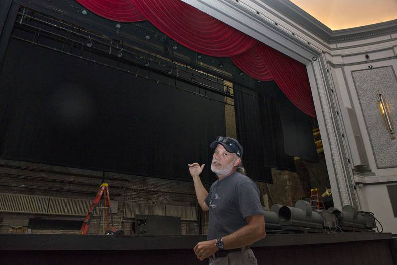 Dixon Historic Theatre manager Scott Fattizzi talks about renovations the facility is undergoing ahead of their September reopening. One of the things sharp eyed audience members will notice is the new deep red curtain that replaces a blue one. Other upgrades include boiler and AC repairs, smart lighting and signage out front.