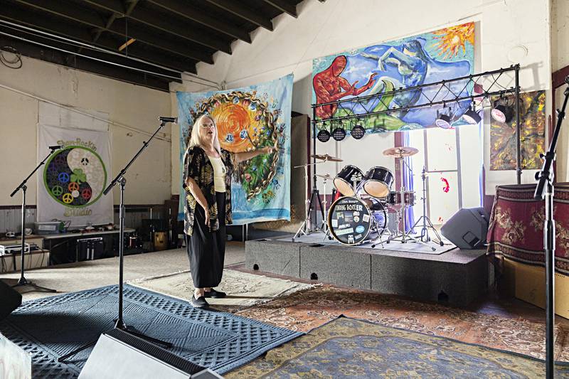 Kathy Cecchetti speaks from the stage of Rosbrook about what the place means to the community of Dixon on Friday, June 16, 2023.