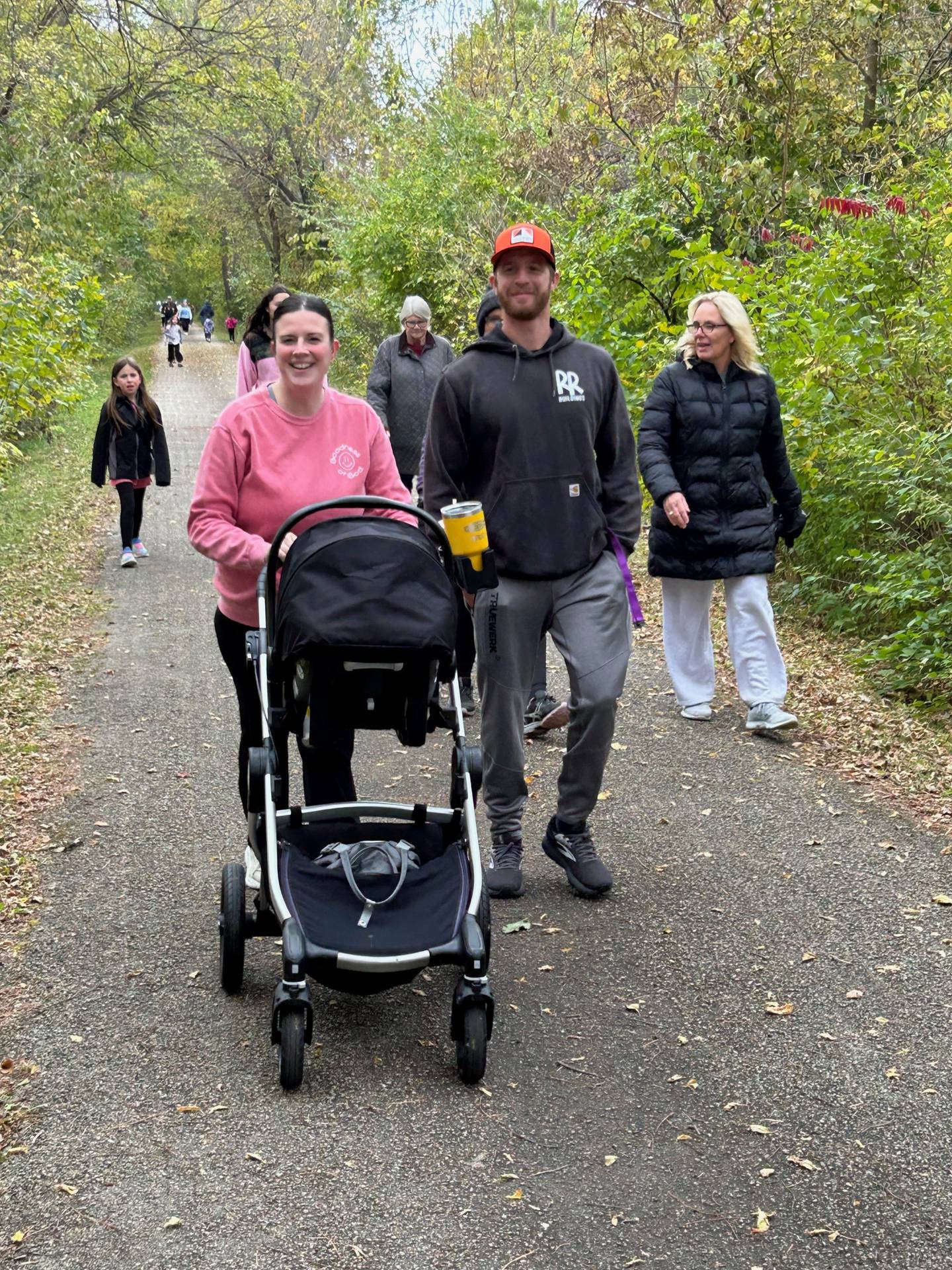Clara and Greg Haas participate in the Nourish the Journey 5K run/walk event Saturday, Oct. 25, on the Dixon bike path near Washington Avenue and Bradshaw Street in Dixon.