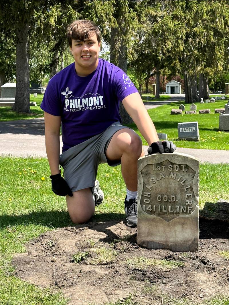 St. Charles Troop 23 member Daniel Zedan’s Eagle Scout project honored veterans by restoring the resting places of local heroes buried at St. Charles North Cemetery.