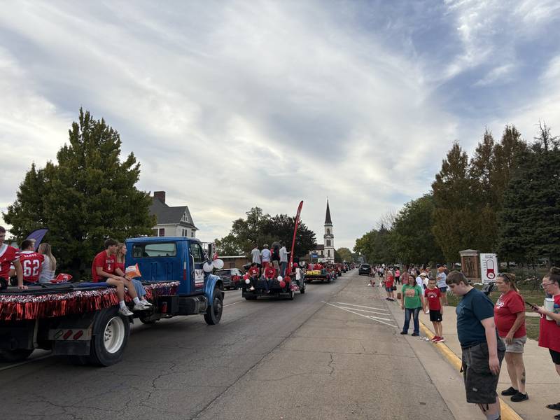 Crowds gather along North Park Street near City Park to watch the Streator High School homecoming parade Wednesday, Oct. 1, 2025, in Streator.