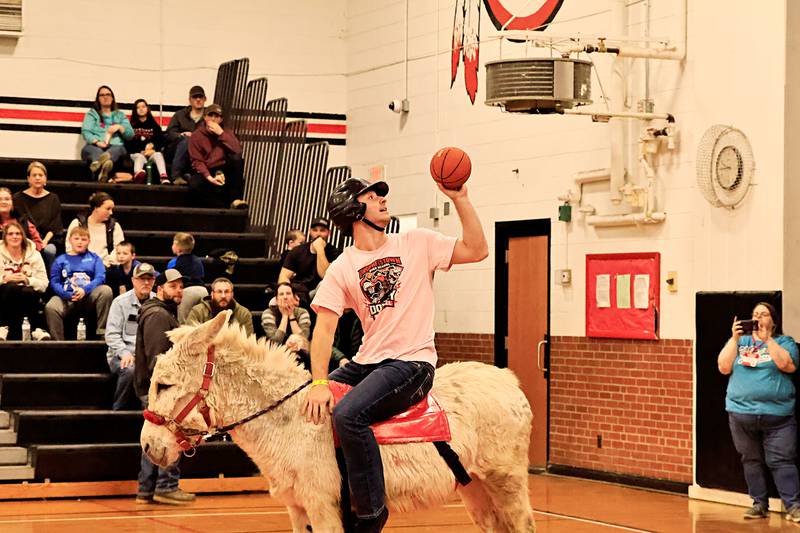 Gavin Adams was able to score 2 points for his team Friday, March 13, 2026, even though his donkey refused to face the right way.
