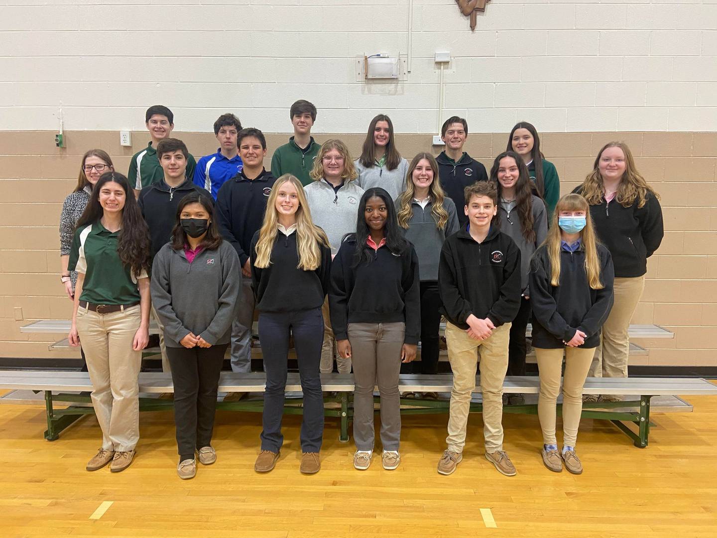 Providence Catholic High School in New Lenox inducted 64 students and six student directors into the school’s Augustinian Youth Ministry organization on Tuesday, April 5, 2022, at the school. Pictured are the freshman and sophomore members.