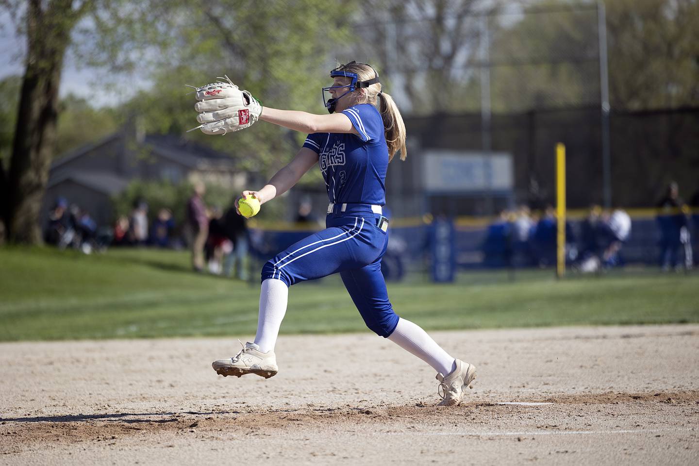 Princeton’s Reese Revigilo fires a pitch against Newman Monday, April 29, 2024.