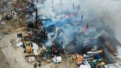 Earlville firefighters battle pole barn fire over two days