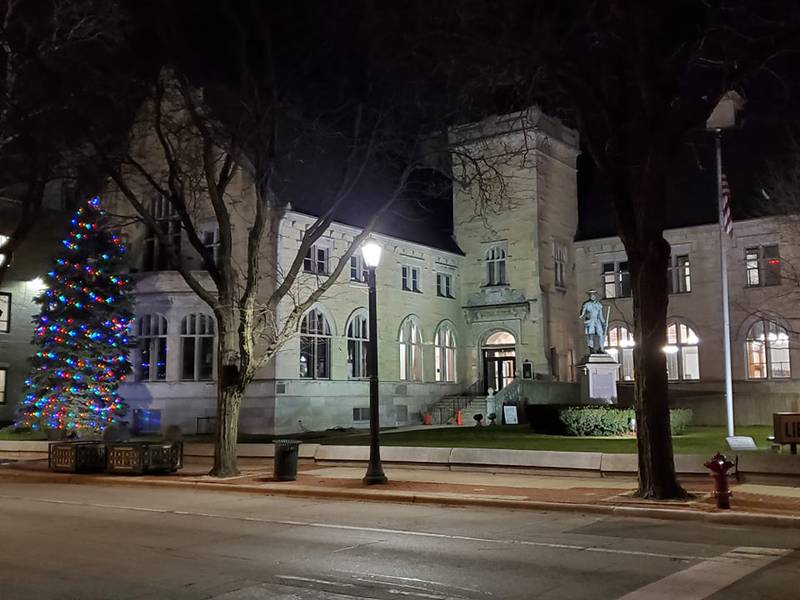 Downtown Joliet at night before the holidays is filled with a quiet, peaceful holiday spirit, if you know where to look.