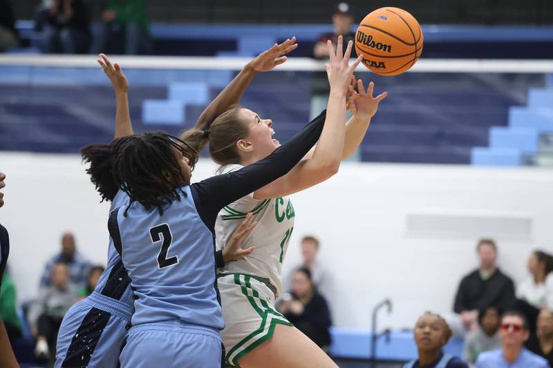 Providence’s Taylor Healy draws the shooting foul against Hillcrest in the Class 3A Hillcrest Sectional championship game on Thursday, Feb. 26, 2026 in Hillcrest.