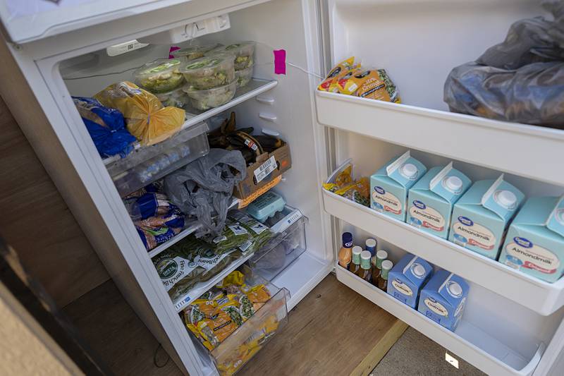 Food at the Amboy mini center is restocked every Tuesday. The Ogle County Health Department will handle the restocking until October when Teen Turf, where the center is located, will take over.