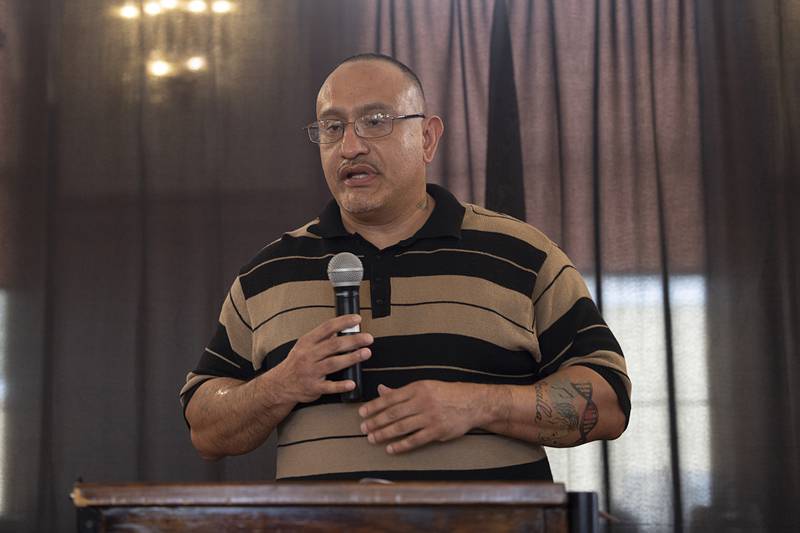 Domingo Mencia talks about how Sinnissippi Centers has helped him recover from drug abuse Tuesday, May 12, 2026, during the United Way of Lee County 2025 campaign celebration. The center receives grant money from UW.