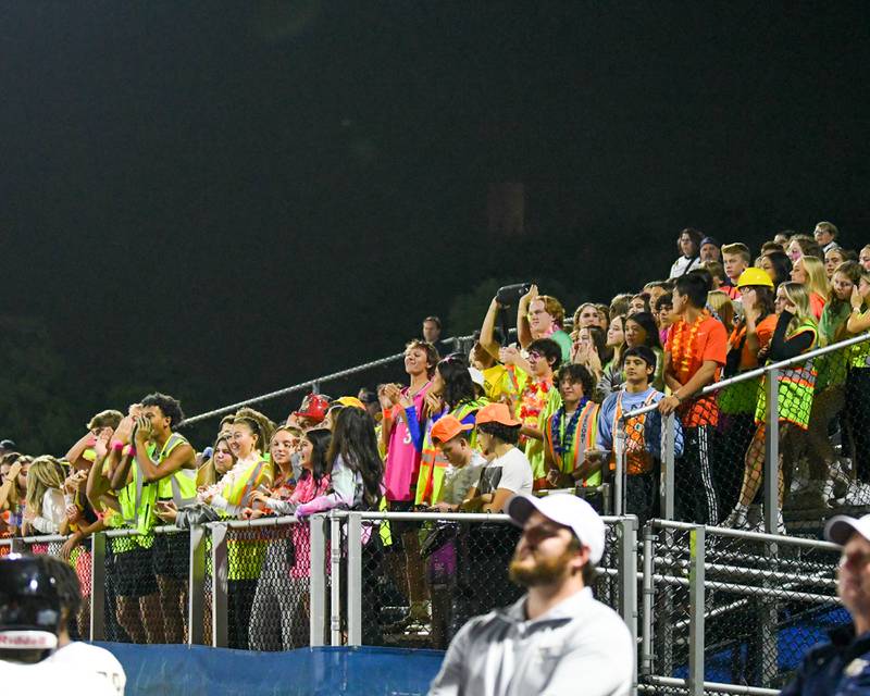 IC Catholic Prep students travel to St. Francis in Wheaton and cheer on the football team on Friday Sep. 29, 2023.