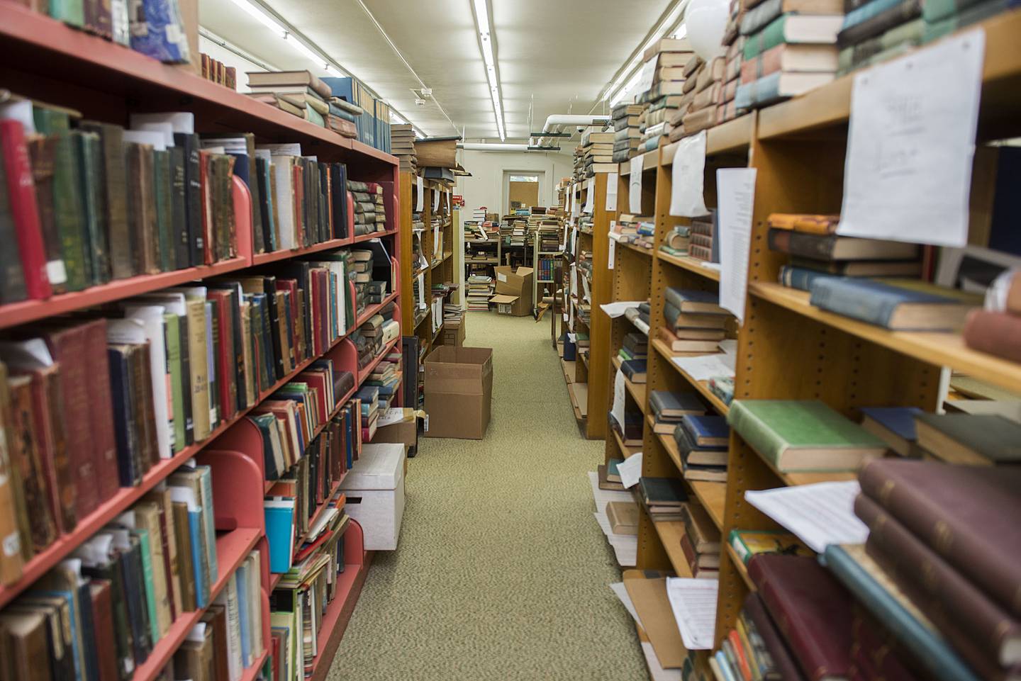 The shelves and books will be relocated to open up the area to meeting space for special programs. The bathroom will also be updated to fit with ADA compliance.