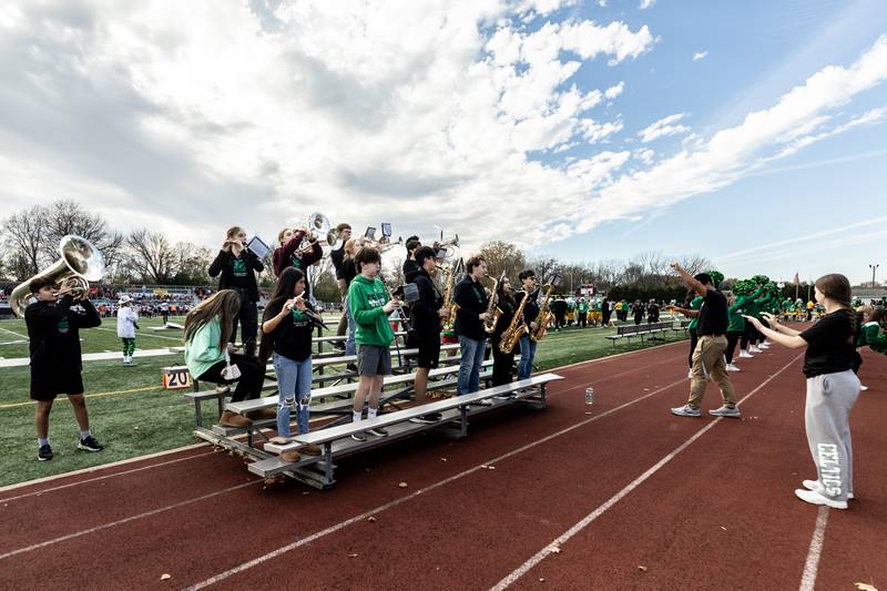 Providence’s pep band performs during a 5A varsity football playoff game against Washington at Providence on Nov. 15, 2025.