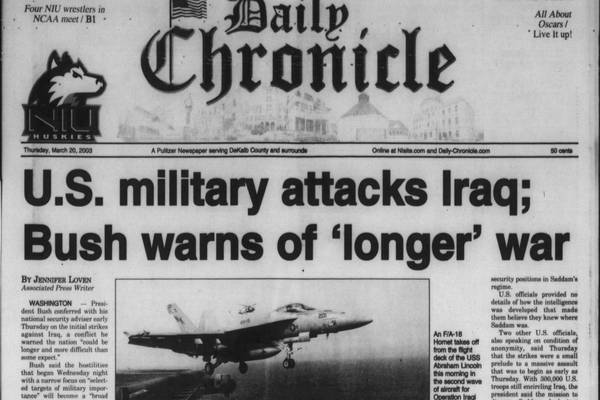 Historical covers for March 20: The 2003 War in Iraq begins