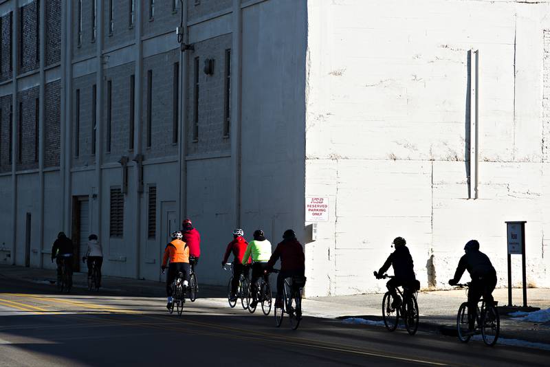 After leaving Green River Cyclery, the group turned east on Route 2 and headed for Stoney Point Road Jan. 1, 2020.
