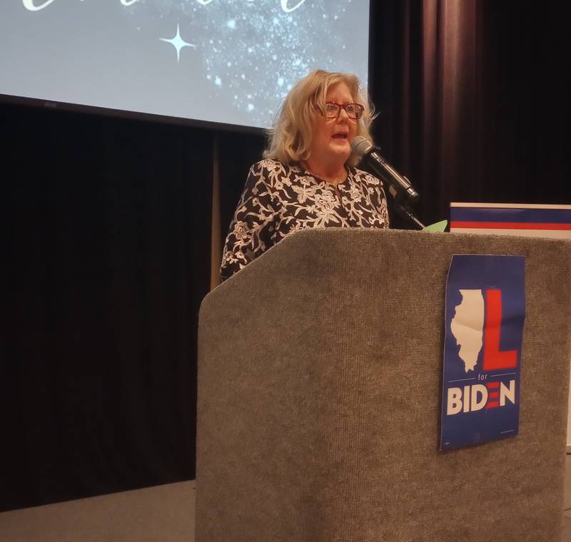 St. Charles resident Susan Sanders, spoke at the Kane County Democrats' annual Truman Dinner last month where nearly 400 Democrats attended. Sanders recalled when Mary Lou Kearns was the only county-wide elected Democrat in Kane County, and a meeting might draw 40 people.