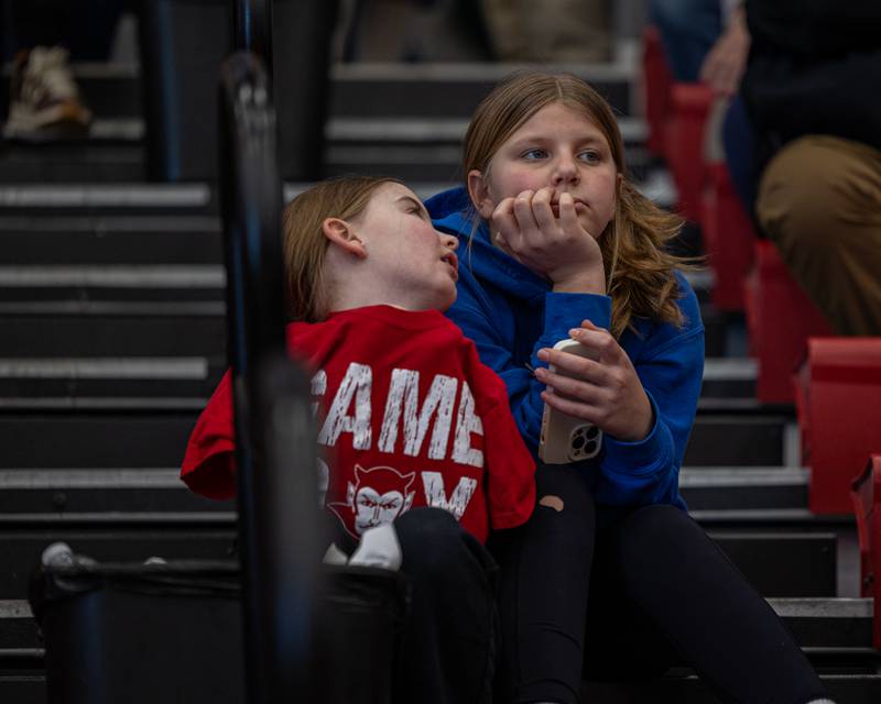 Children watch the 2026 Hall High School Hall of Fame ceremony on Saturday, January 31, 2026 at Hall High School in Spring Valley.