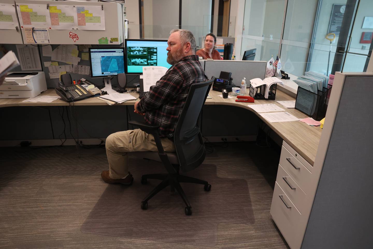 Brian Vanek, Clerk Dispatcher, works the desk at the Will County Animal Control Department on Friday, May 19, 2023 in Joliet. Will County Animal Control received 3,500 calls last year.