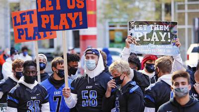 'We have to keep hoping something happens.' Athletes, coaches, parents hold 'Let Us Play' rally
