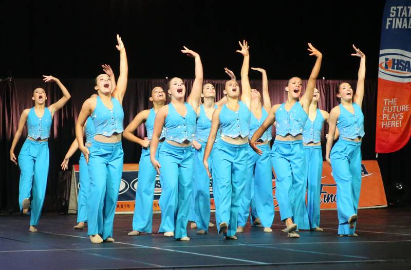 Members of the St. Charles North dance team perform during the IHSA State Dance finals on Saturday, Feb. 1, 2025 at Grossingers Motor Arena in Bloomington.