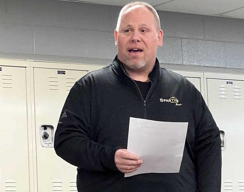 Southeast Elementary School Fourth Grader Teacher and Director of Spartan TV Junior, Jonathan Walter talks to Sycamore Community School District's Board of Educators about the growth of Spartan TV's elementary school program on Jan. 24, 2023 at Sycamore Middle School.