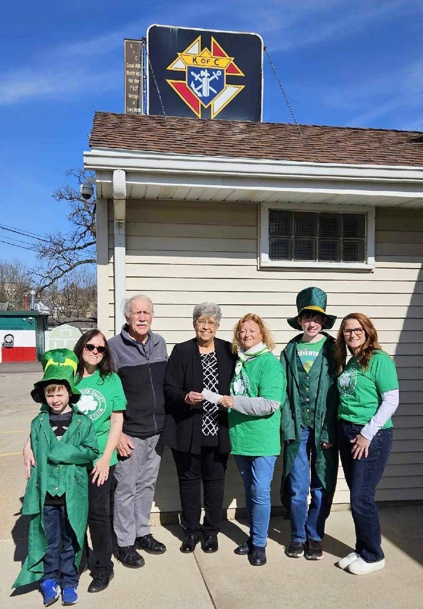 The Rock River Valley Shamrock Club presents an $800 donation to Dixon Community Food Pantry representatives Josie Whaley and Wylie Fox. The donations were raised from those attending a party at the KayCee Hall in Dixon on March 15.