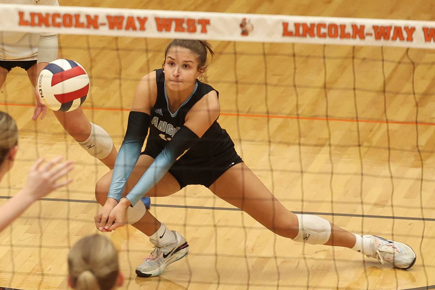 Joliet Catholic’s Ellie Blotnik receives the serve against Plainfield South in the Class 4A Lincoln-Way West Regional semifinal on Tuesday, Oct. 29, 2024 in New Lenox.